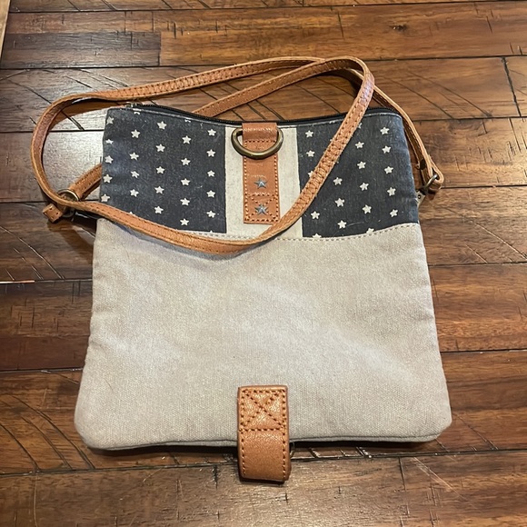 Mona B Canvas Leather Crossbody Purse Shoulder Bag - Picture 3 of 9